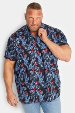 BadRhino Big & Tall Black Tropical Print Shirt