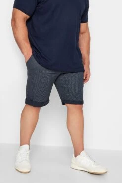 D555 Big & Tall Navy Blue Printed Chino Short