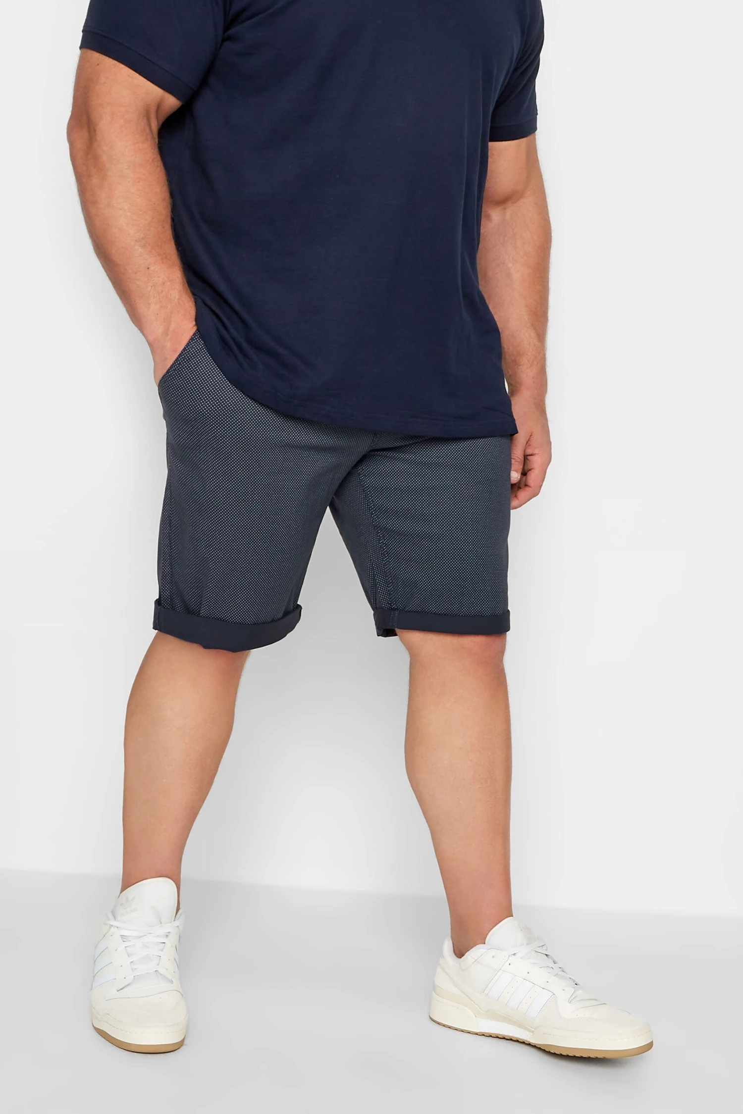 D555 Big & Tall Navy Blue Printed Chino Short 1 D555 Big & Tall Navy Blue Printed Chino Short