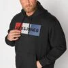 JACK & JONES Big & Tall Black Corp Logo Printed Hoodie