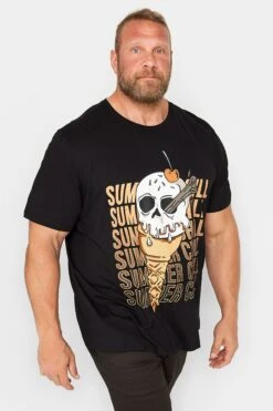 JACK & JONES Big & Tall Black Ice Cream Skull Print T-Shirt