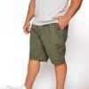 BadRhino Big & Tall Khaki Green Elasticated Waist Chino Shorts