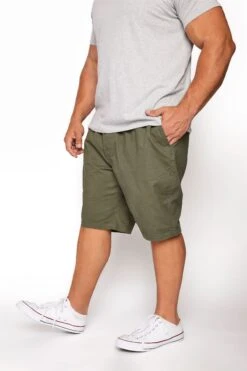 BadRhino Big & Tall Khaki Green Elasticated Waist Chino Shorts