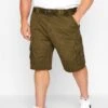 KAM Big & Tall Khaki Green Canvas Cargo Shorts