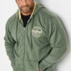 KAM Big & Tall Khaki Green 'Original' Zip Through Hoodie
