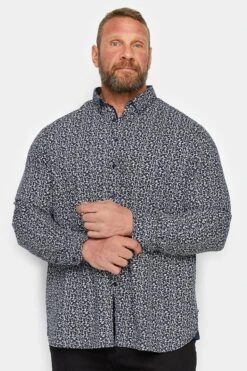 D555 Big & Tall Blue Printed Shirt