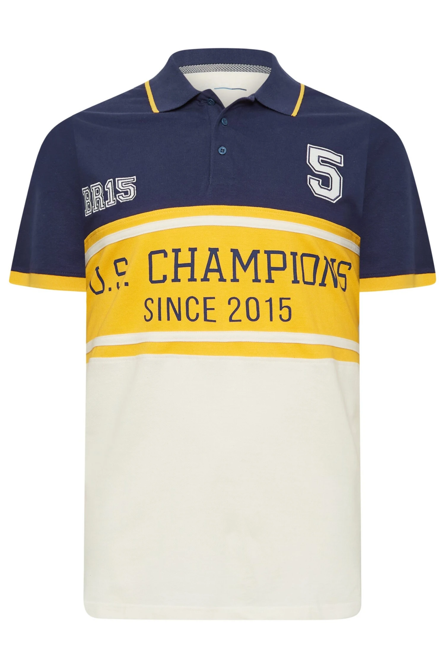 BadRhino Big & Tall Navy Blue & Yellow BR15 Champions Polo Shirt 3 BadRhino Big & Tall Navy Blue & Yellow BR15 Champions Polo Shirt - Image 3