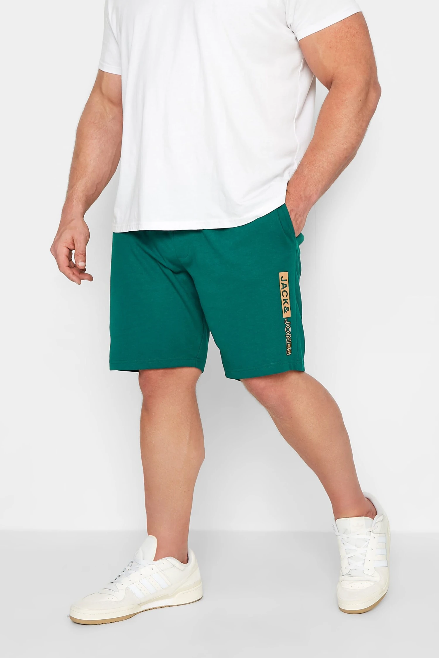 JACK & JONES Big & Tall Green Logo Jogger Shorts 1 JACK & JONES Big & Tall Green Logo Jogger Shorts