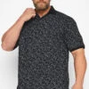 KAM Big & Tall Black Arrow Head Print Polo Shirt