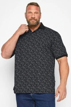 KAM Big & Tall Black Arrow Head Print Polo Shirt