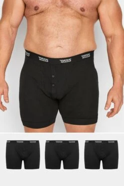 D555 Big & Tall 3 PACK Black Boxer Shorts