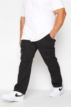 KAM Big & Tall Black Cargo Trousers