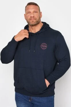 JACK & JONES Big & Tall Navy Blue Shark Hoodie