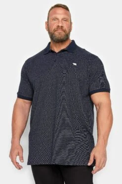 D555 Big & Tall Navy Blue Logo Jersey Polo Shirt
