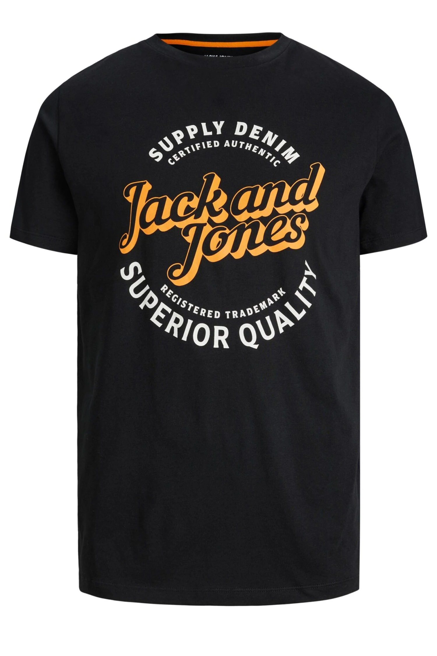 JACK & JONES Big & Tall Black Logo Short Sleeved T-Shirt 2 JACK & JONES Big & Tall Black Logo Short Sleeved T-Shirt - Image 2