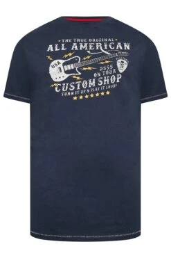 D555 Big & Tall Navy Blue 'All American' Guitar Print T-Shirt -Menswear Mode Sales Store 77bbe6c8 cf47 4f 207635 X