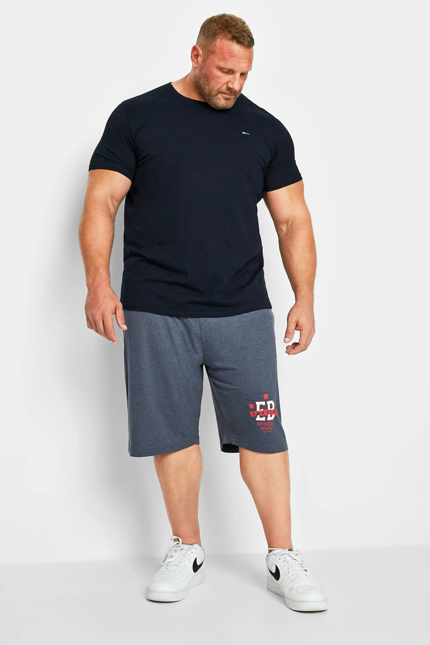 ED BAXTER Big & Tall Blue Varsity Logo Jogger Shorts 2 ED BAXTER Big & Tall Blue Varsity Logo Jogger Shorts - Image 2