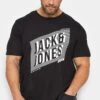 JACK & JONES Big & Tall Black Logo Printed T-Shirt