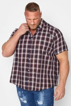 BadRhino Big & Tall Red Short Sleeve Check Shirt