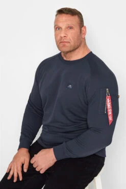 ALPHA INDUSTRIES Big & Tall Navy Blue X-Fit Sweatshirt