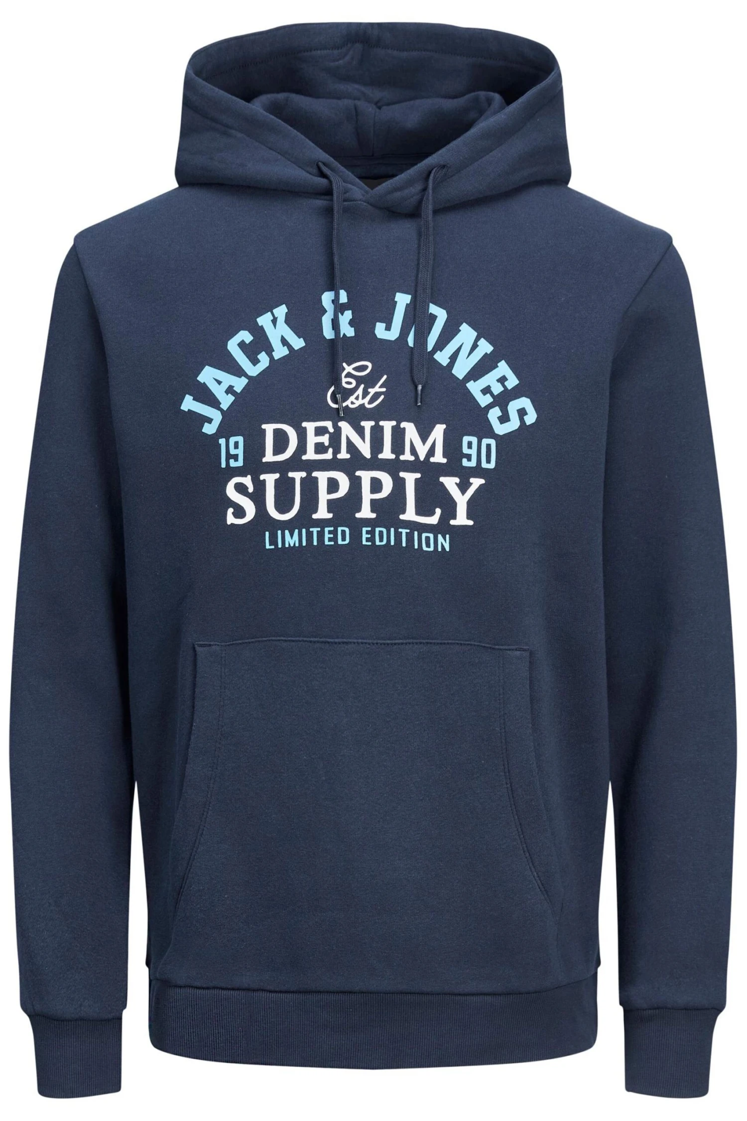 JACK & JONES Big & Tall Navy Blue Logo Sweat Hoodie 2 JACK & JONES Big & Tall Navy Blue Logo Sweat Hoodie - Image 2