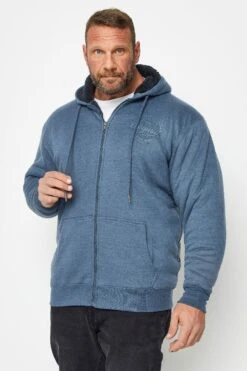 KAM Big & Tall Royal Blue Zip Through Sherpa Lined Hoodie