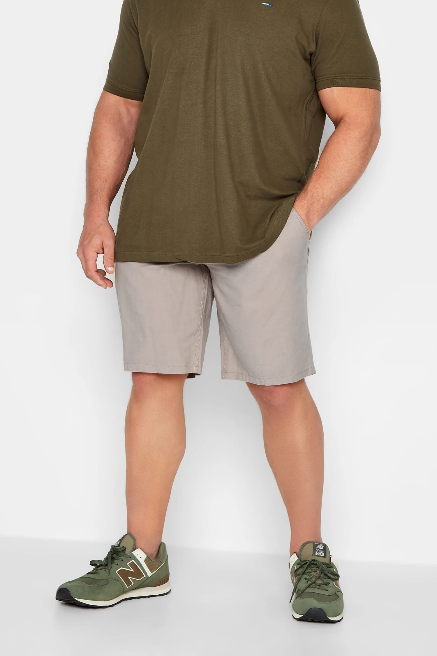 JACK & JONES Big & Tall Beige Brown Linen Blend Shorts 1 JACK & JONES Big & Tall Beige Brown Linen Blend Shorts