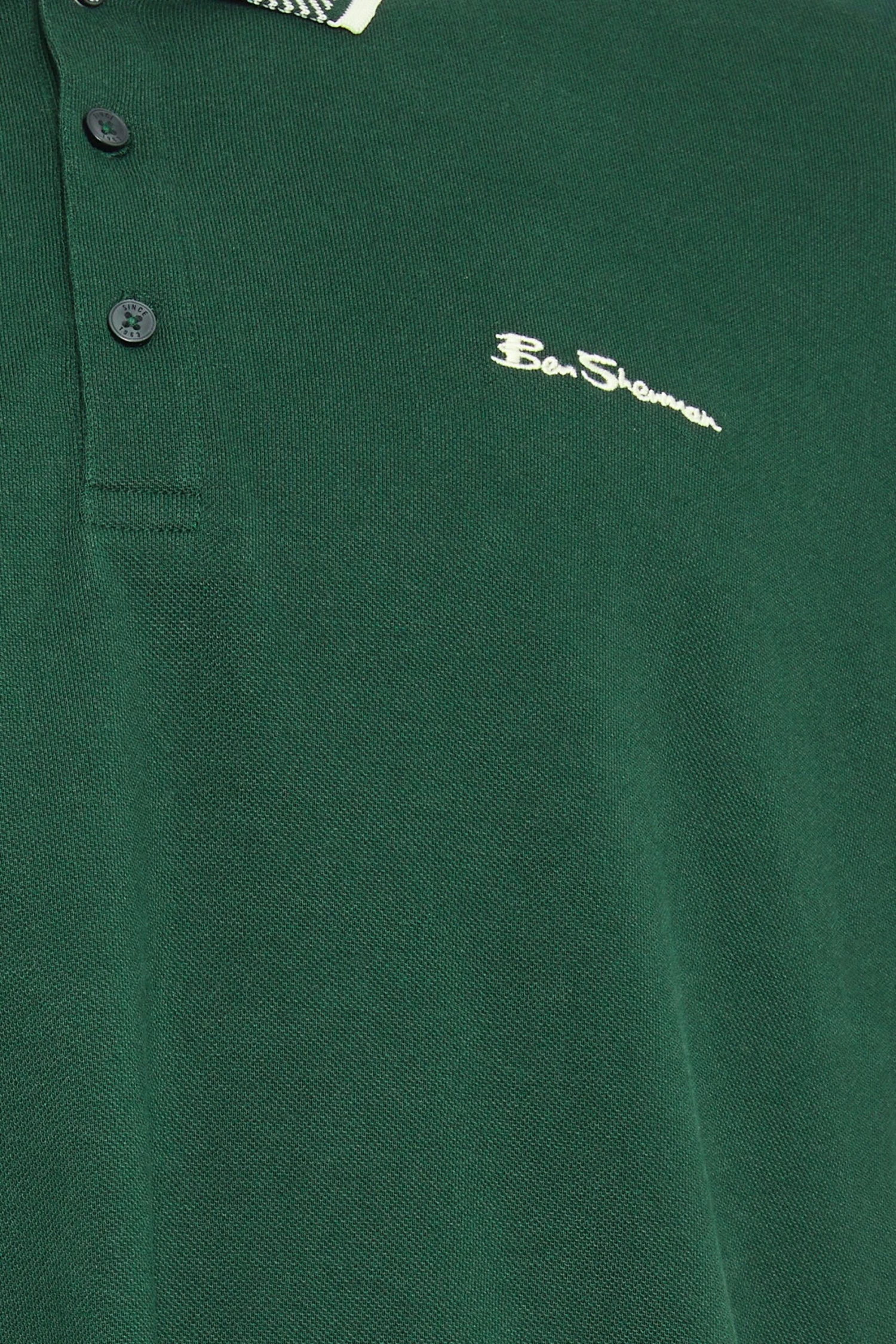 BEN SHERMAN Big & Tall Green Chevron Collar Polo Shirt 3 BEN SHERMAN Big & Tall Green Chevron Collar Polo Shirt - Image 3