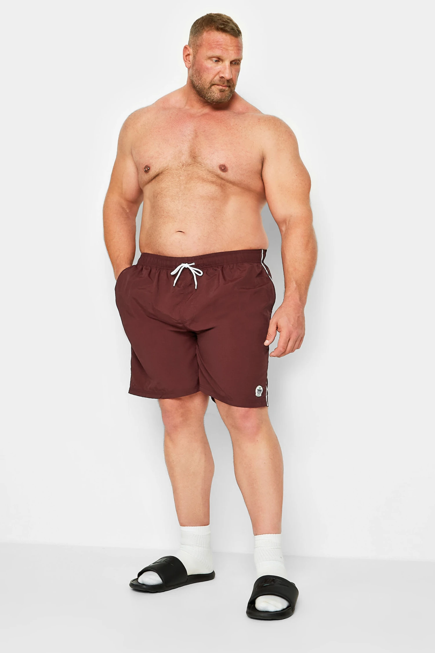 D555 Burgundy Full Length Swim Shorts 2 D555 Burgundy Full Length Swim Shorts - Image 2
