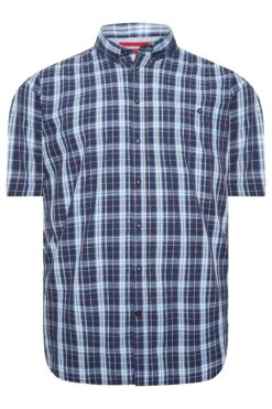 D555 Big & Tall Blue Check Print Shirt -Menswear Mode Sales Store 7cf69643 9da1 4d 207626 X