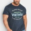 BLEND Big & Tall Navy Blue Vintage Logo Print T-Shirt
