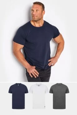 LYLE & SCOTT Big & Tall 3 Pack Navy & Grey Core T-Shirts