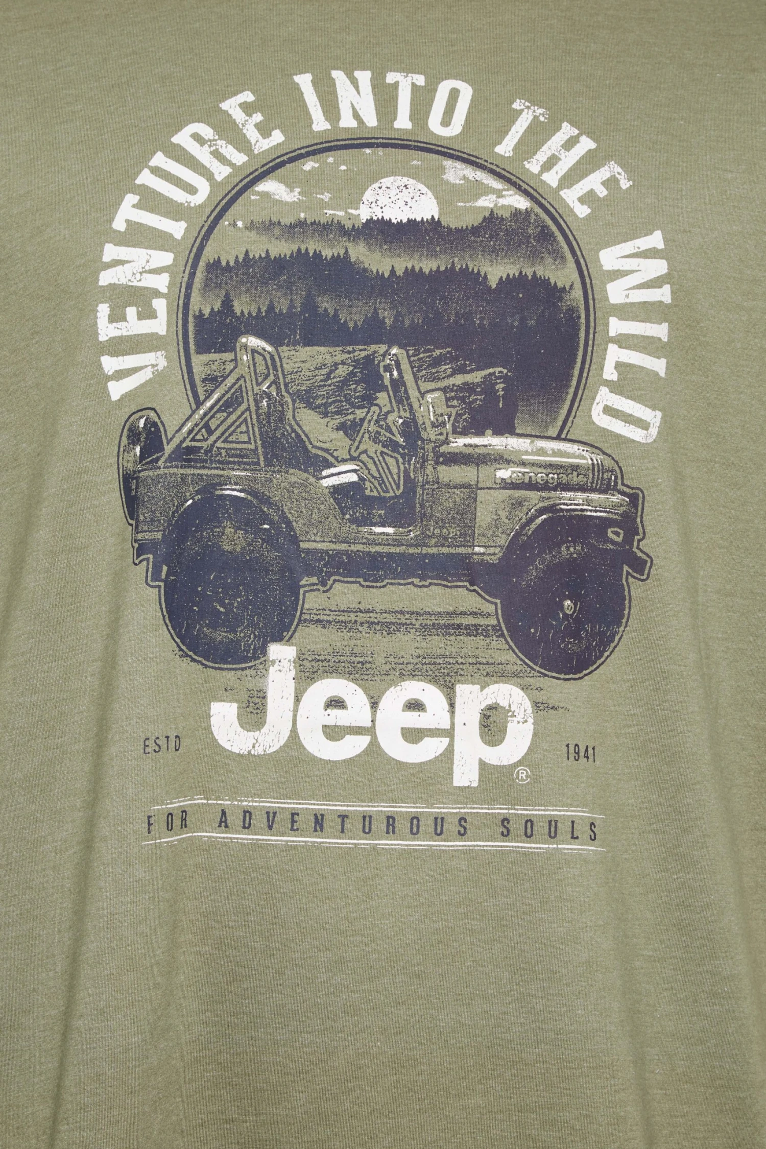 D555 Big & Tall Khaki Green Official Jeep Car Printed T-Shirt 2 D555 Big & Tall Khaki Green Official Jeep Car Printed T-Shirt - Image 2