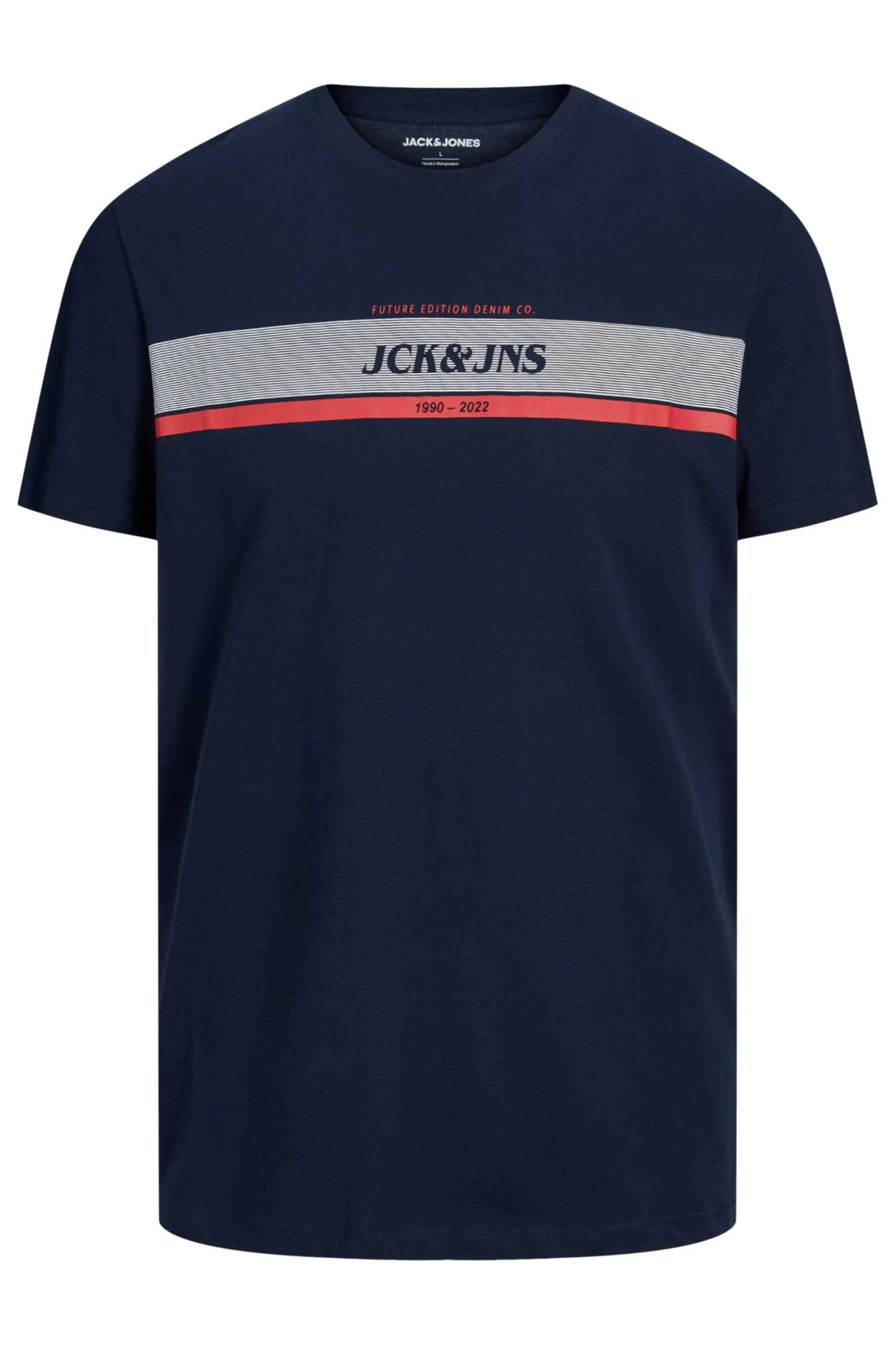 JACK & JONES Big & Tall Navy Blue Logo Stripe T-Shirt 2 JACK & JONES Big & Tall Navy Blue Logo Stripe T-Shirt - Image 2