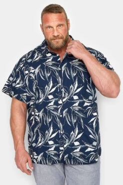 JACK & JONES Big & Tall Navy Blue Floral Print Shirt