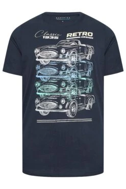 BadRhino Big & Tall Blue Retro Car Print T-Shirt 5 BadRhino Big & Tall Blue Retro Car Print T-Shirt -Menswear Mode Sales Store 84572502 087a 40 208745 X