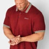 BEN SHERMAN Big & Tall Burgundy Red Stripe Tipped Polo Shirt