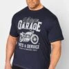 KAM Big & Tall Navy Blue Vintage Garage Motorcycle T-Shirt