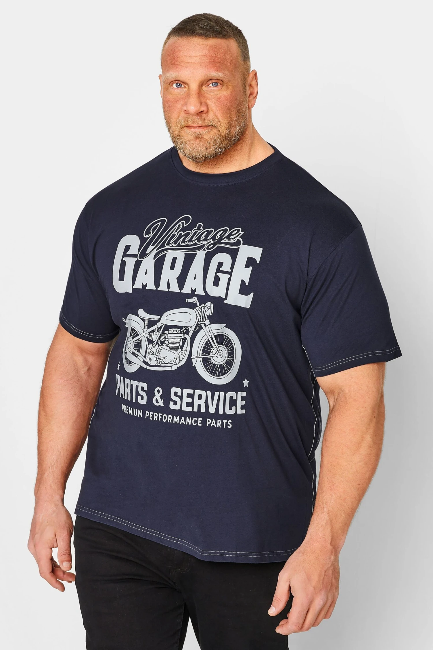 KAM Big & Tall Navy Blue Vintage Garage Motorcycle T-Shirt 1 KAM Big & Tall Navy Blue Vintage Garage Motorcycle T-Shirt