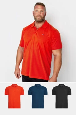 BadRhino Big & Tall Black/Sailor Blue/Fire Orange 3 Pack Polo Shirts