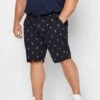 BadRhino Big & Tall Navy Blue Flamingo Embroidered Stretch Chino Shorts