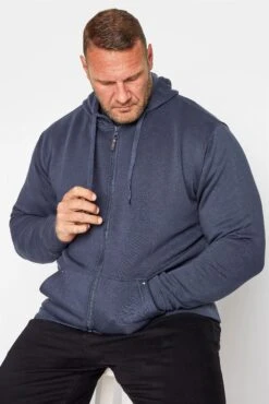 D555 Big & Tall Rockford Navy Blue Cantor Zip Through Hoodie