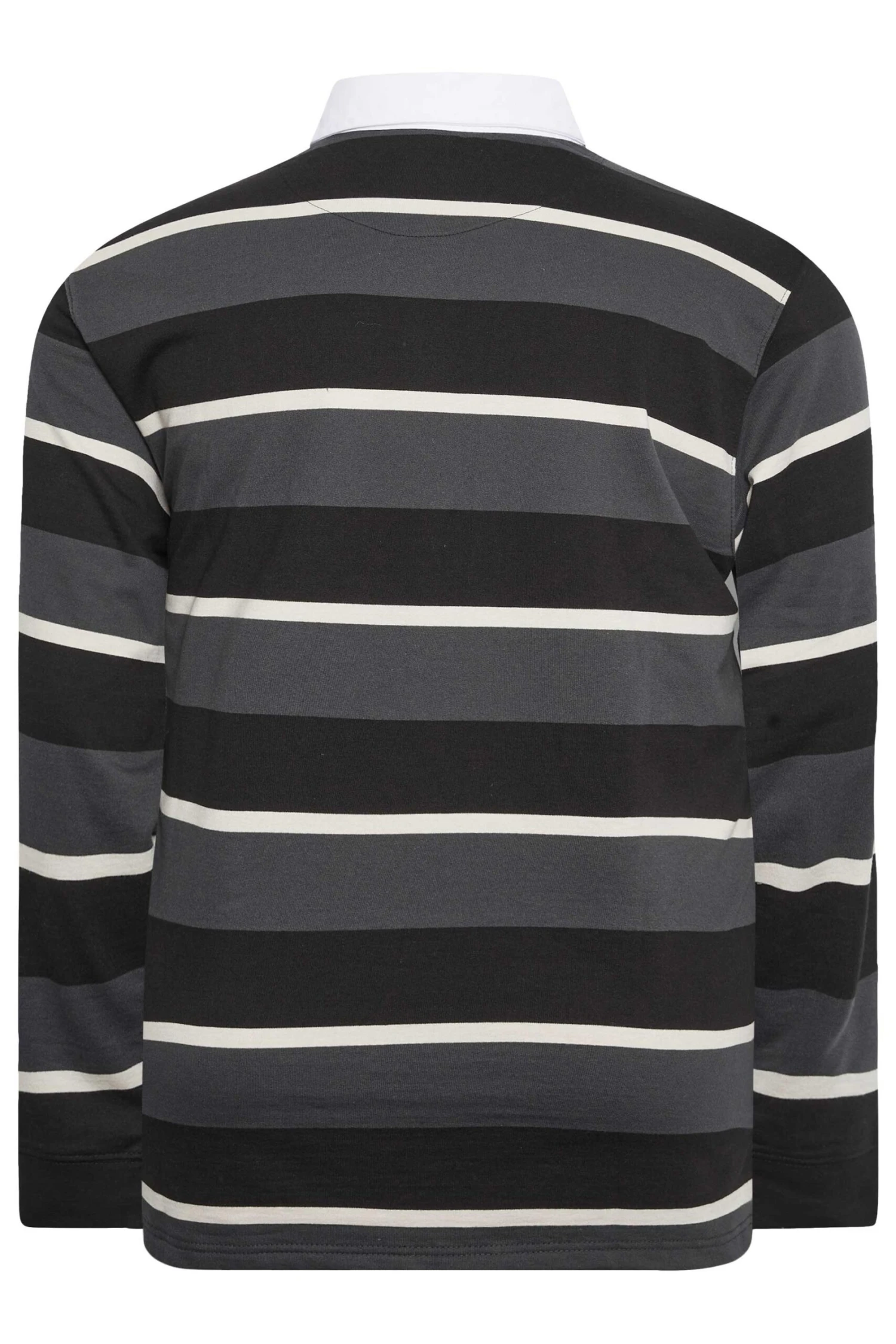 KAM Big & Tall Charcoal Grey Striped Long Sleeve Rugby Shirt 3 KAM Big & Tall Charcoal Grey Striped Long Sleeve Rugby Shirt - Image 3