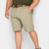 KAM Big & Tall Beige Brown Belted Chino Shorts