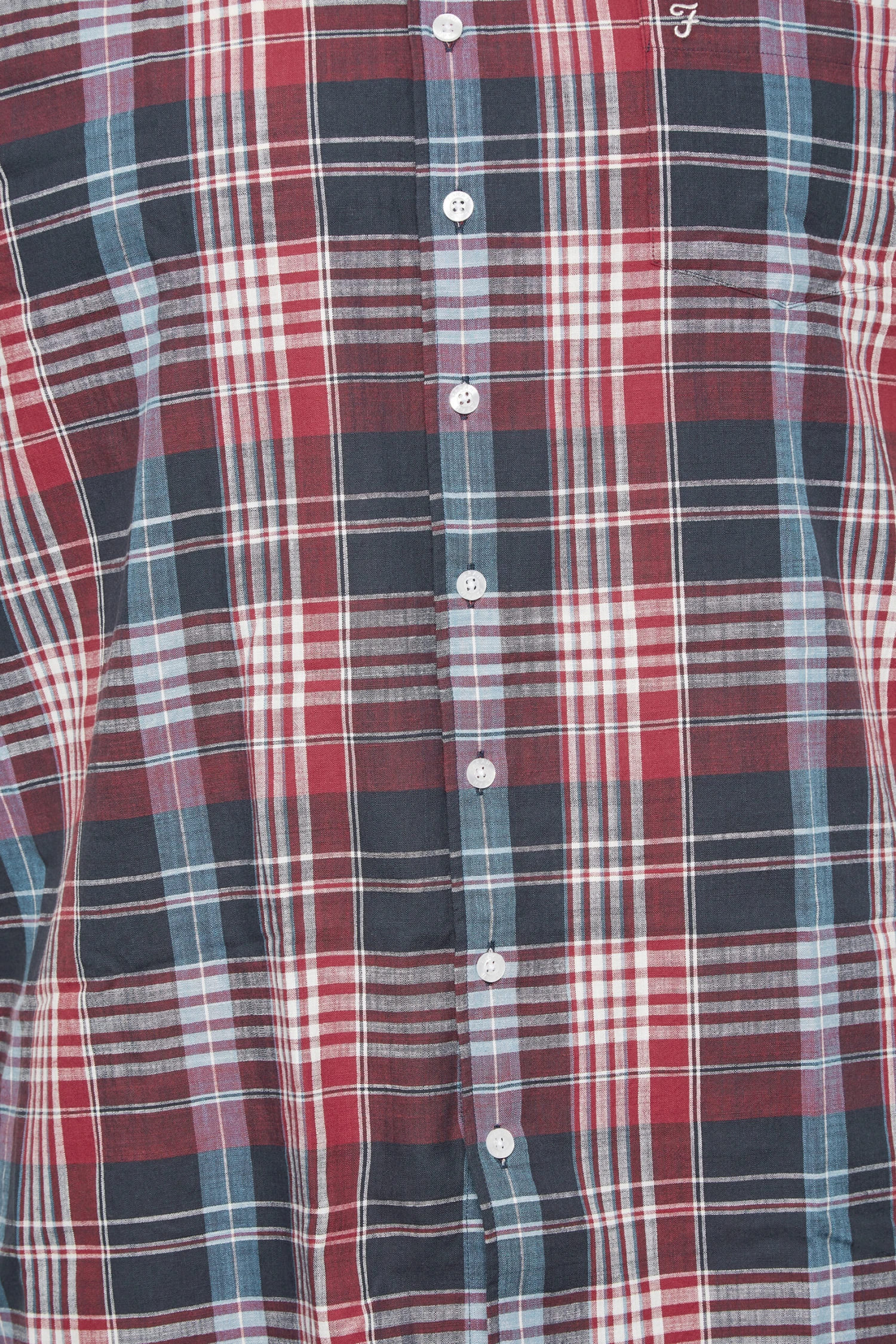 FARAH Big & Tall Red & Blue Short Sleeve Check Shirt 2 FARAH Big & Tall Red & Blue Short Sleeve Check Shirt - Image 2