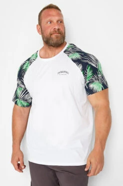 JACK & JONES Big & Tall White Contrast Sleeve T-Shirt