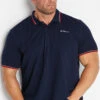 BEN SHERMAN Big & Tall Navy Blue Tipped Polo Shirt
