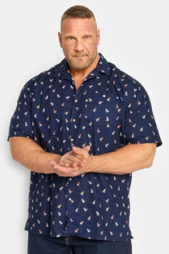 ESPIONAGE Big & Tall Blue Sailboat Print Shirt