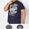 KAM Big & Tall 2 PACK Grey & Navy Blue Aviation Printed T-Shirts