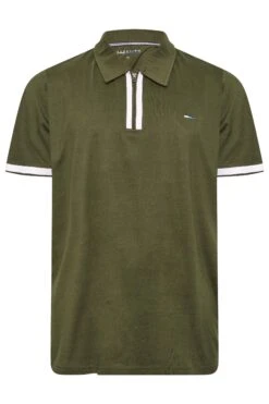 BadRhino Big & Tall Khaki Green Jersey Zip Polo Shirt -Menswear Mode Sales Store 898e05a9 95a5 44 207659 X